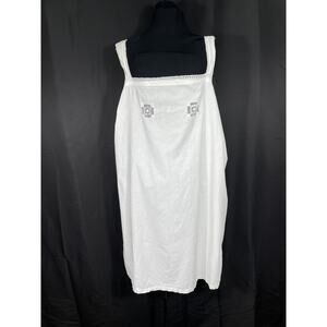 Vintage Victorian Sleeveless Nightgown, White Cotton, Lace Trim, Handmade Plus